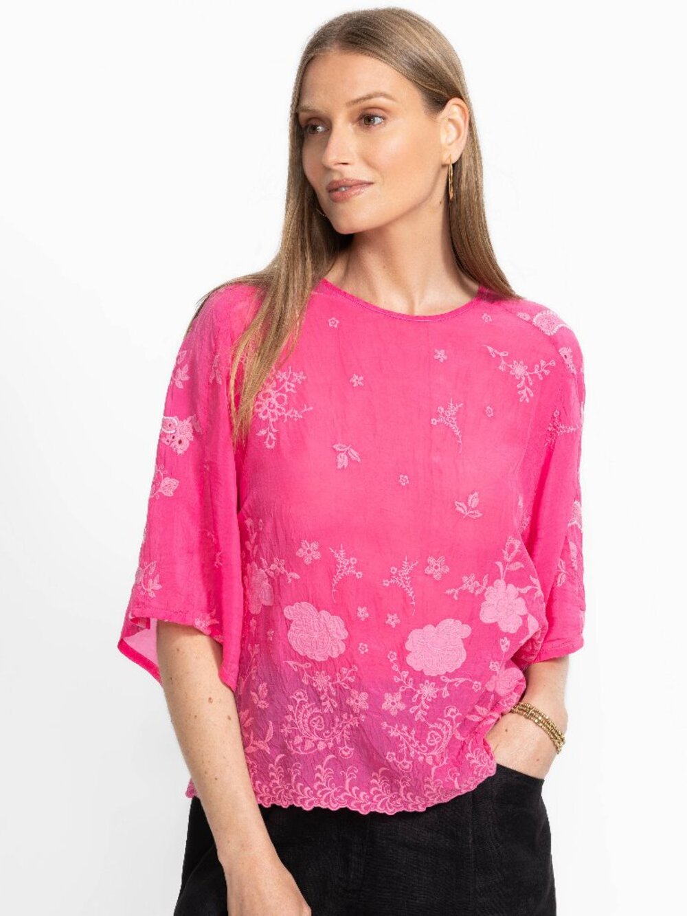 Johnny Was Jonet Blouse, Ferrera, Raspberry Sorbet, L